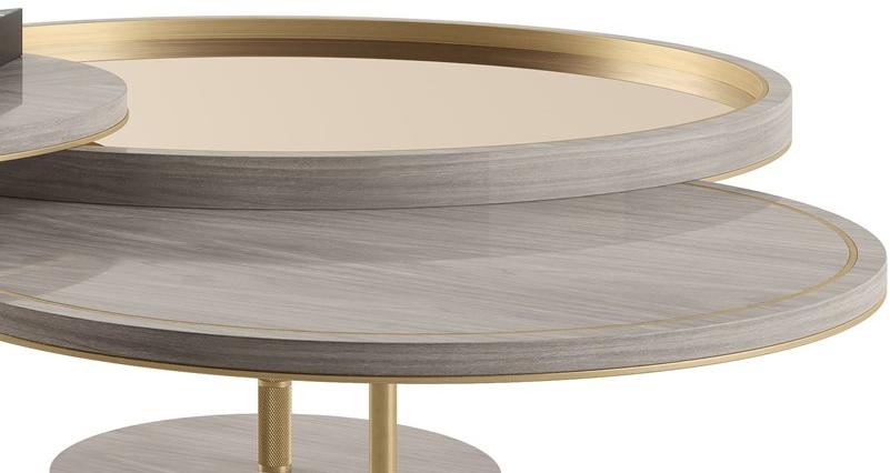 FRATO Круглый журнальный столик из дерева и латуни  Ffu080027aaa  - Вид №2