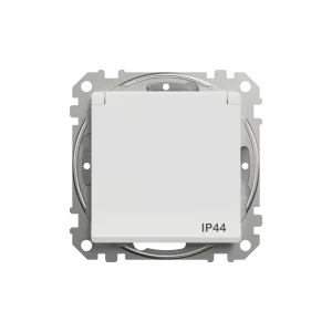 Розетка встраиваемая влагозащищенная Systeme Electric Sedna Design с крышкой IP44, цвет белый 84824550 STLM-2056800
