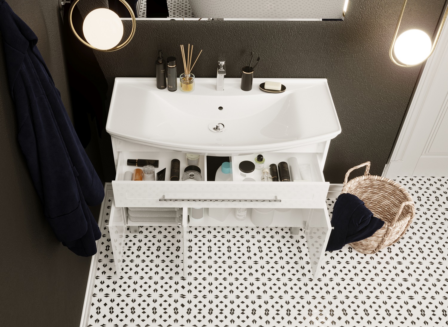 У94491 Тумба Lina Classic New 105Н 1в.я 3д Белый глянец 1 Marka Lina Classic  - Вид №4