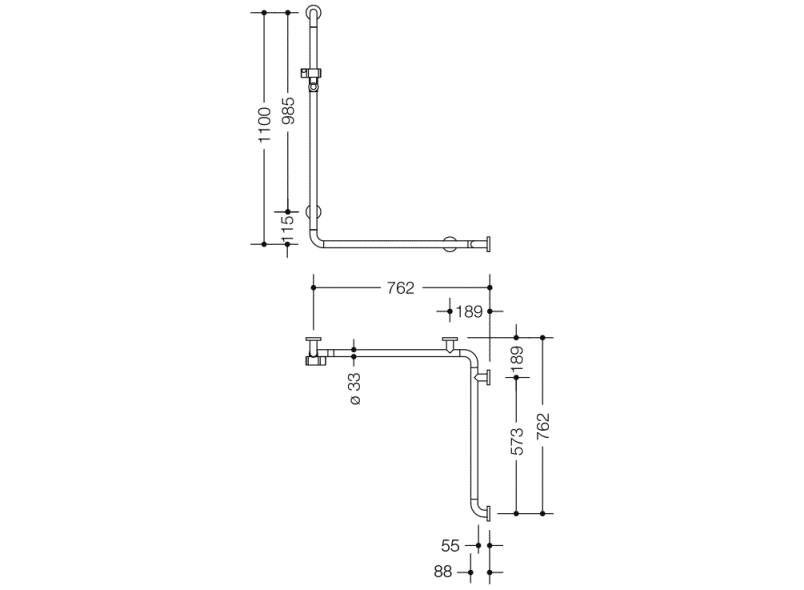 801.35.210 Поручень для душа с держателем для душа HEWI Greifen  - Вид №3