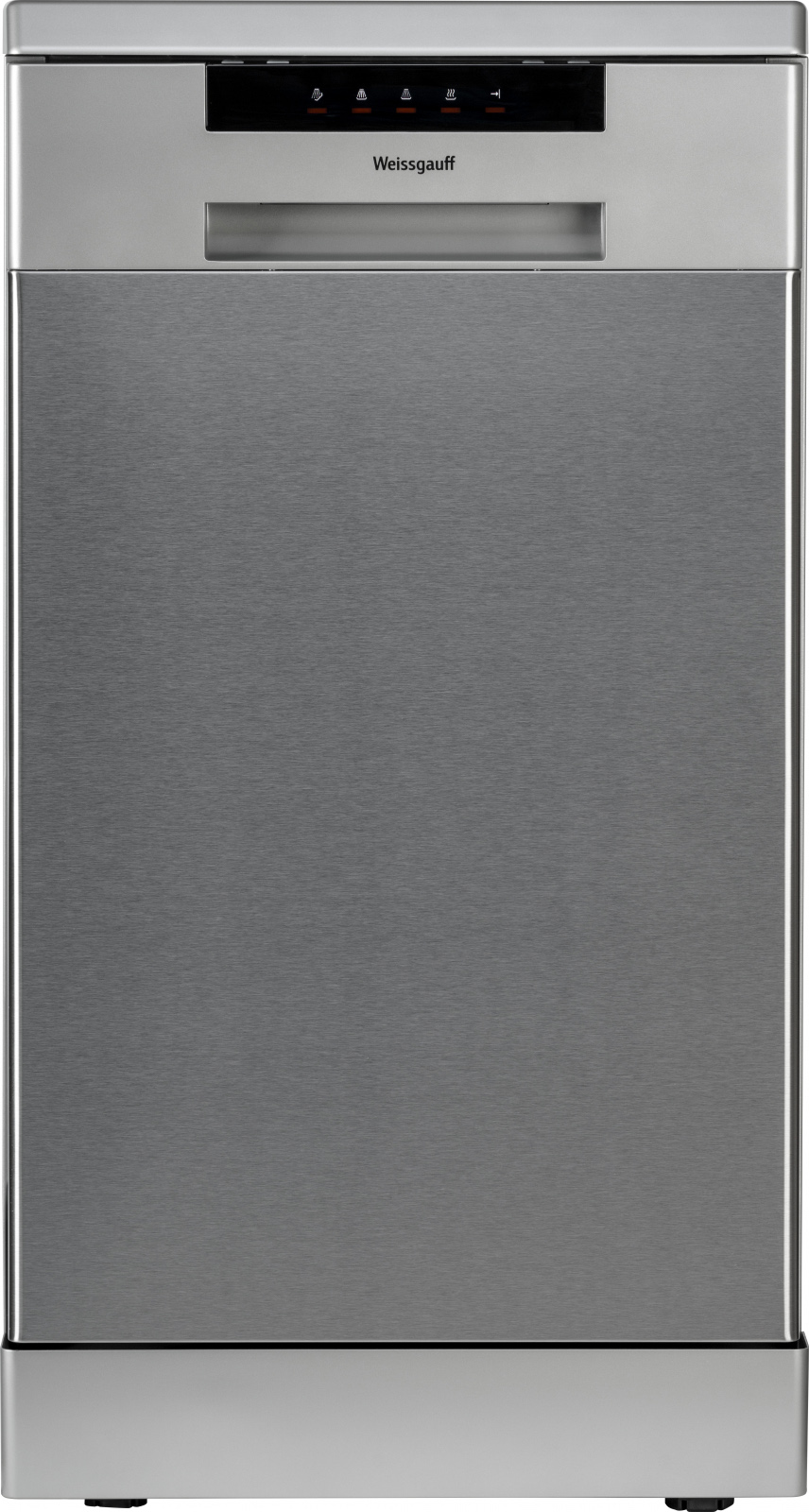 DW 4015 Узкая отдельностоящая посудомоечная машина, 45см, 9 комплектов, 5 программ, 1/2 загрузка, аквастоп, серебристая Weissgauff Santreyd  - Вид №2