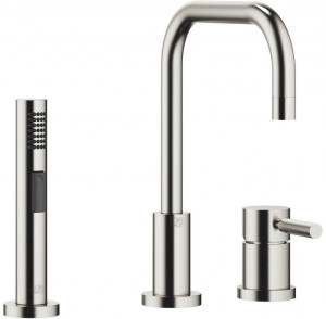 32800625-06_1_27721970-06_1 Смеситель на два отверстия с отдельными розетками с душевым гарнитуром для ополаскивания - платина матовая Dornbracht Meta.02