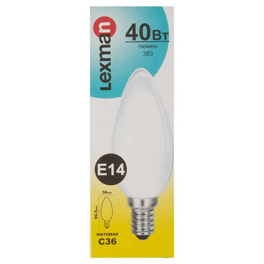 Лампа накаливания Lexman свеча E14 40 Вт свет тёплый белый STLM-2069022 - Вид №2