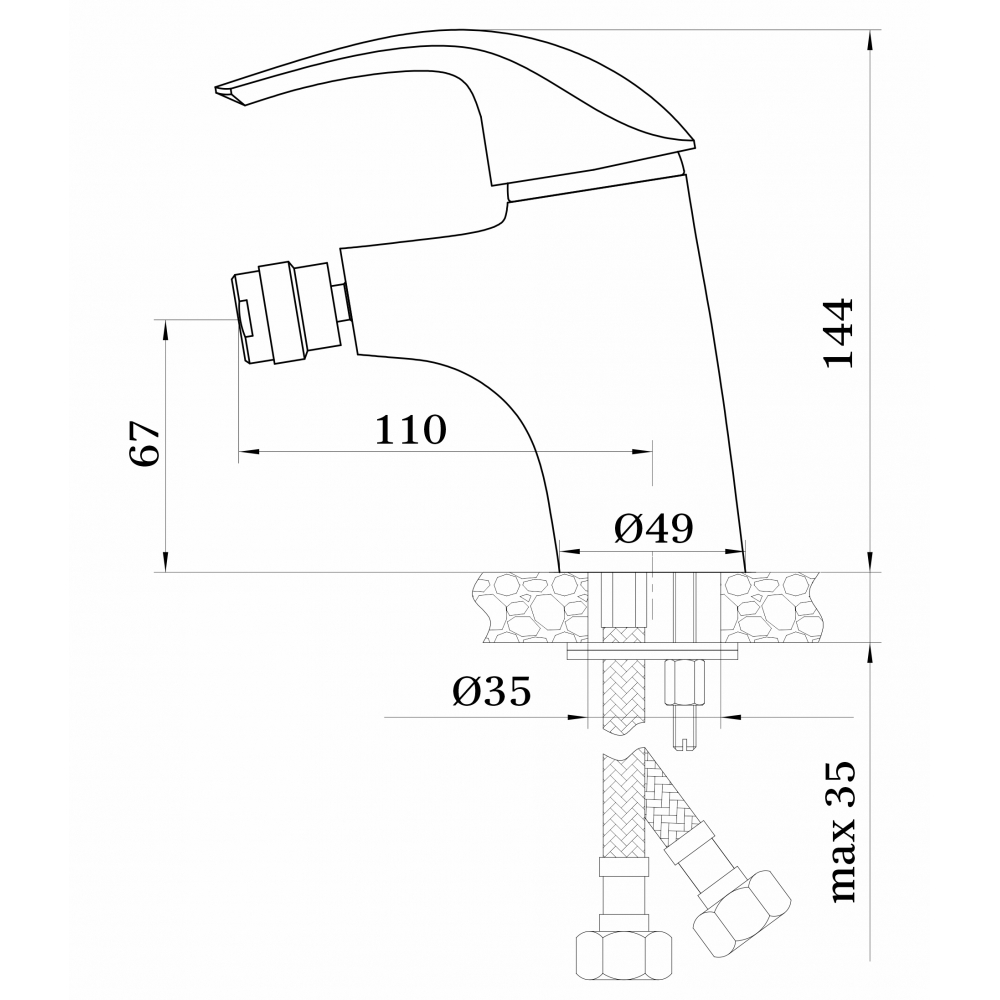 GZ 03051 Смеситель для биде однорычажный Ganzer Хром Ganzer Германия 13940 - Вид №2