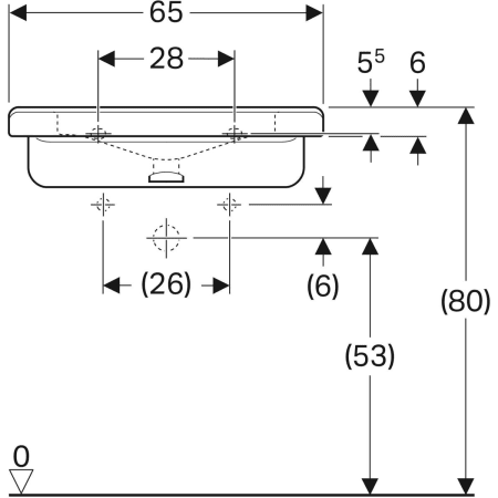 128576000 Раковина Geberit Renova Comfort Square, безбарьерная Geberit  - Вид №32