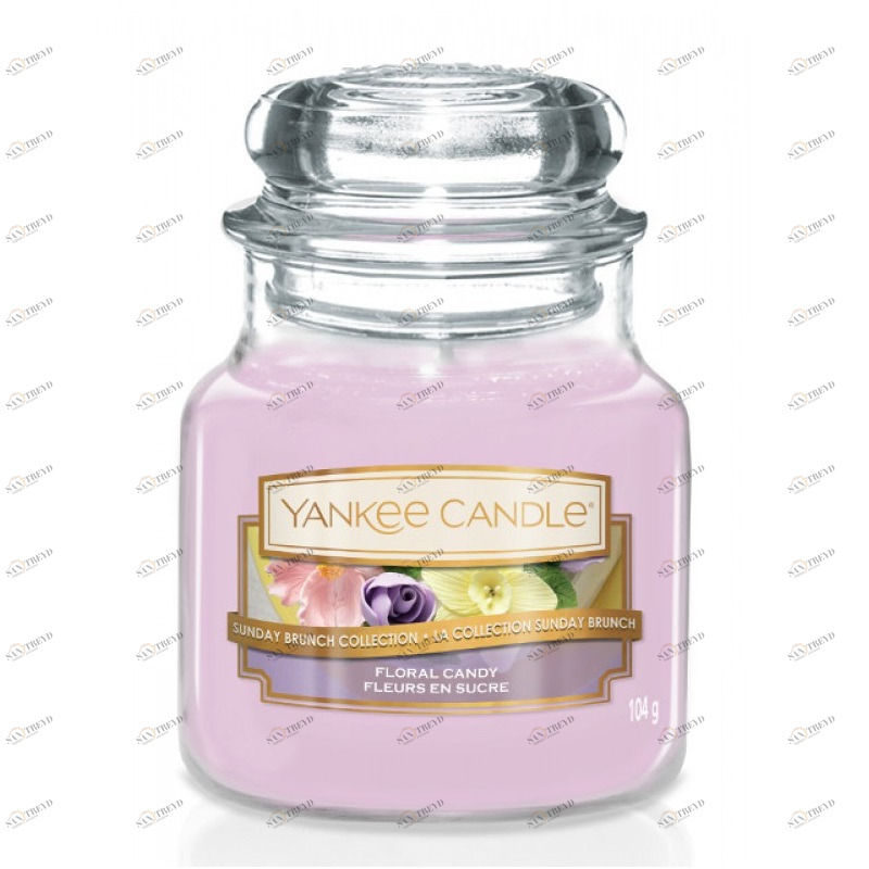 Свеча маленькая в стеклянной банке "Цветочные сладости" Floral Candy 104гр 25-45 часов YANKEE CANDLE  267950 Розовый 