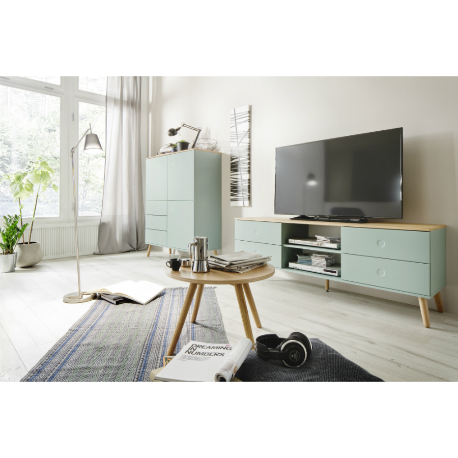 Тумба под ТВ Tenzo Dot, 60х162х43 см, дуб, зеленая 1664676 - Вид №1