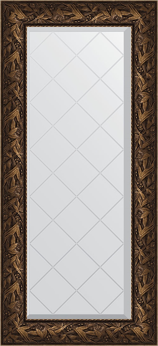 BY 4072 Зеркало с гравировкой в багетной раме - византия бронза 99 mm EVOFORM Exclusive-G