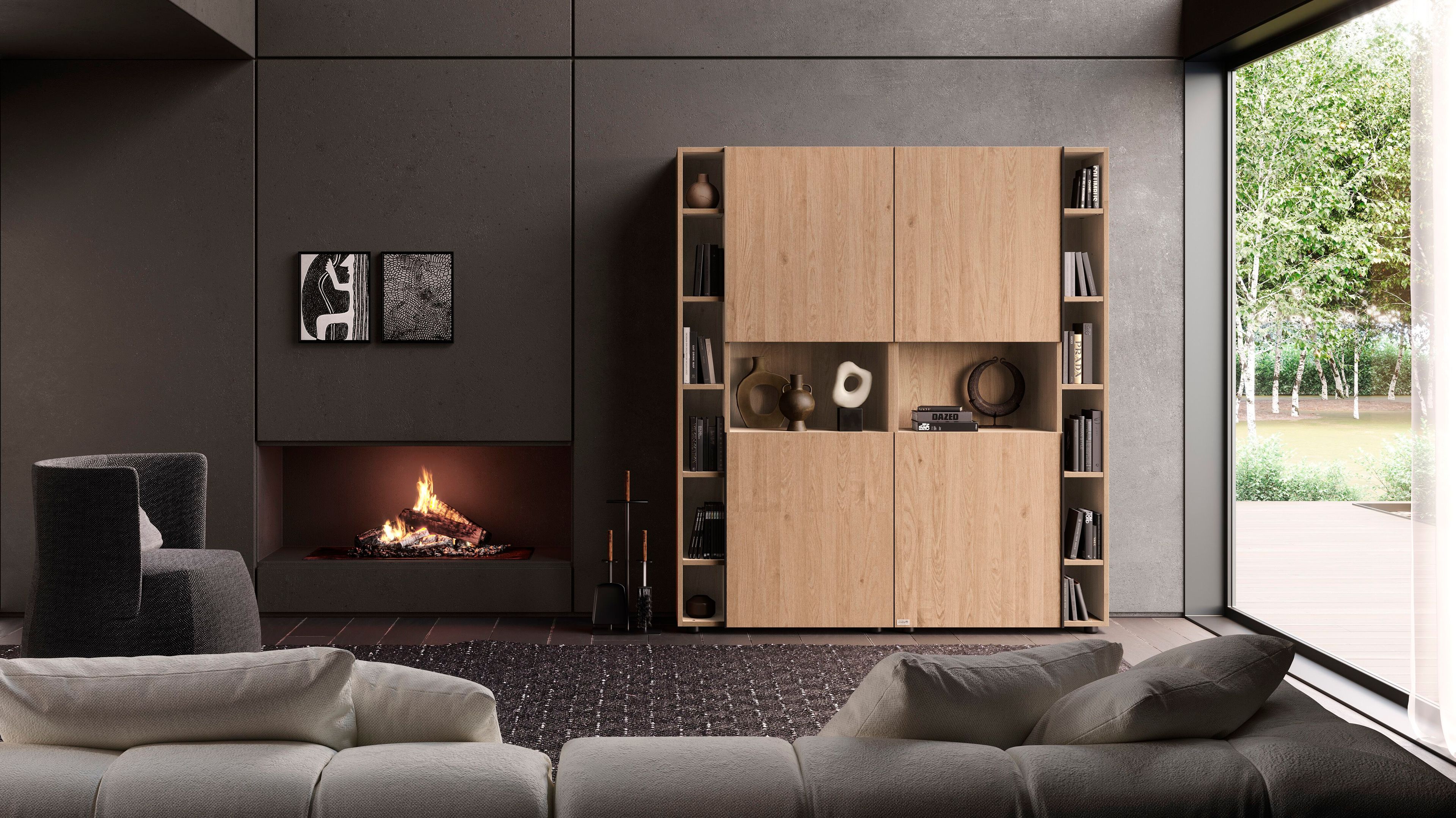 Настенный книжный шкаф из меламинированного материала Mobili Fiver ROMINA ARCH-00138664 - Вид №42