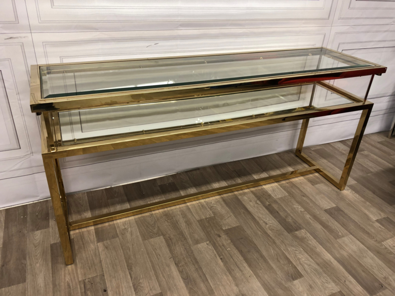 Консоль металлическая, бронза со стеклянным ящиком Harvey от Eichholtz EICHHOLTZ EICHHOLTZ 060954 Бронза;прозрачный  - Вид №3