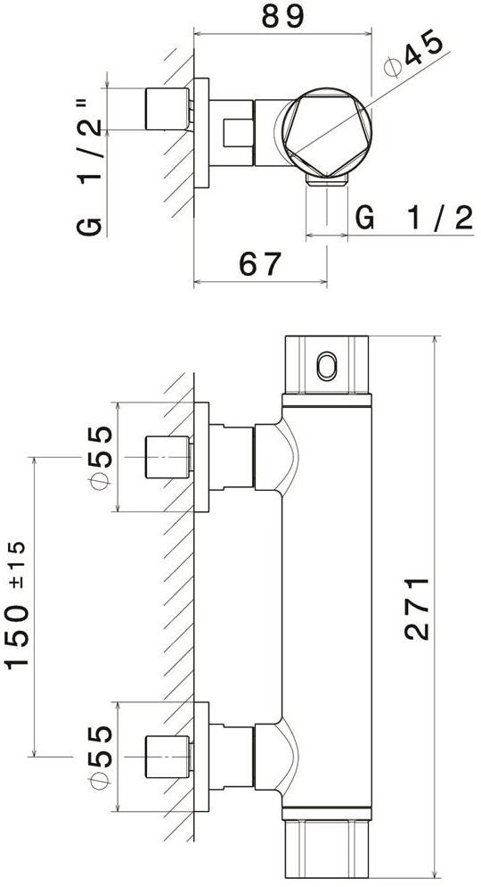 newform Термостатический смеситель для душа Park 67459 - Вид №1