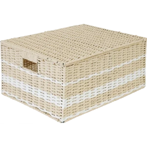 Корзина с крышкой Storidea HXL21.341 L 33x21x45 см 31 л бумага цвет бежевый