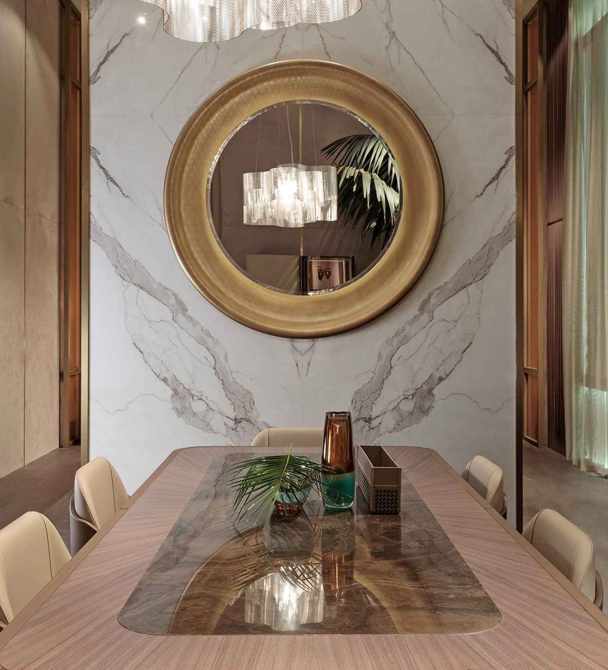 Круглое деревянное зеркало с рамкой Turri Melting Light ARCH-00034480 - Вид №1