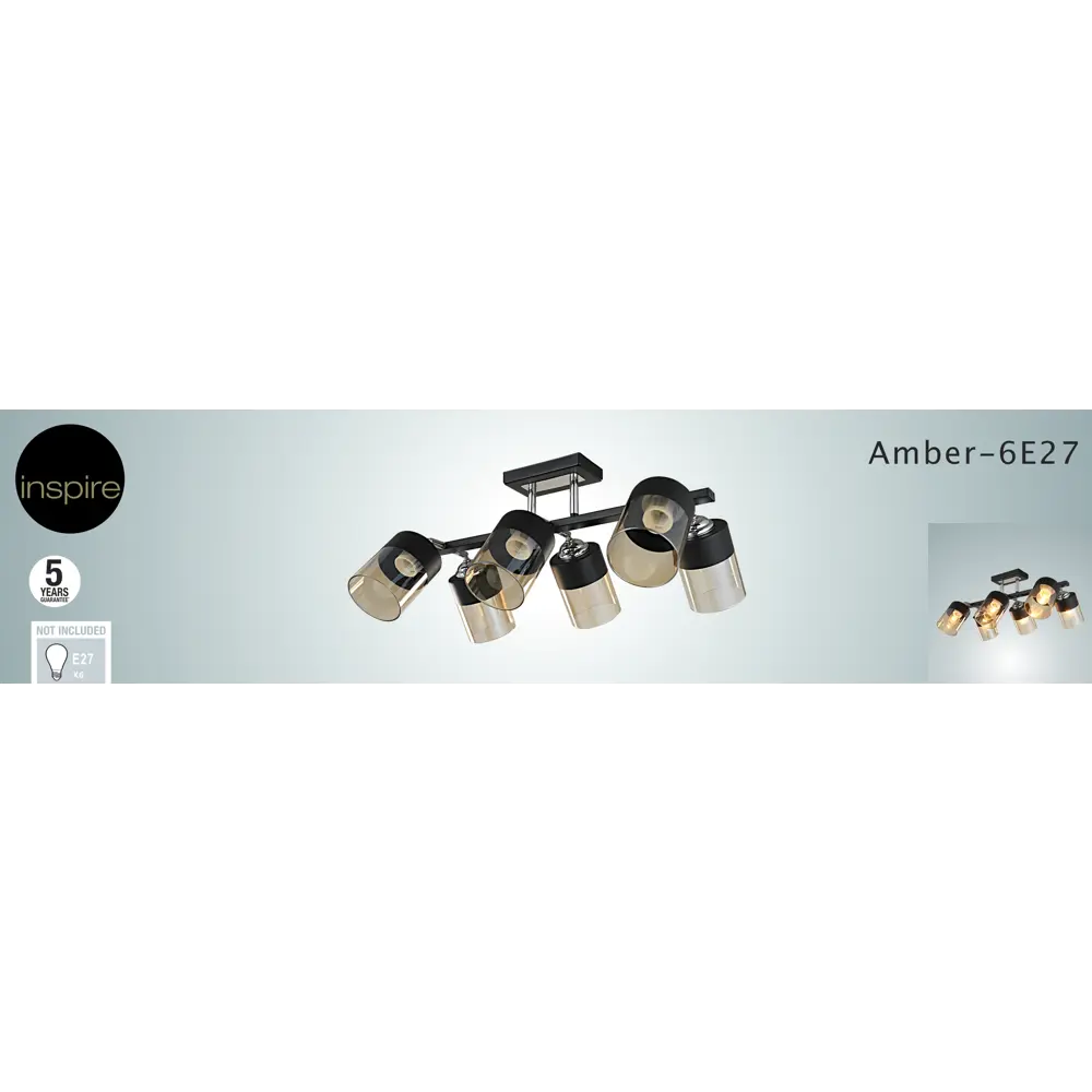 INSPIRE Amber - потолочная люстра с 6 янтарными плафонами 85113378 STLM-0058955 - Вид №4