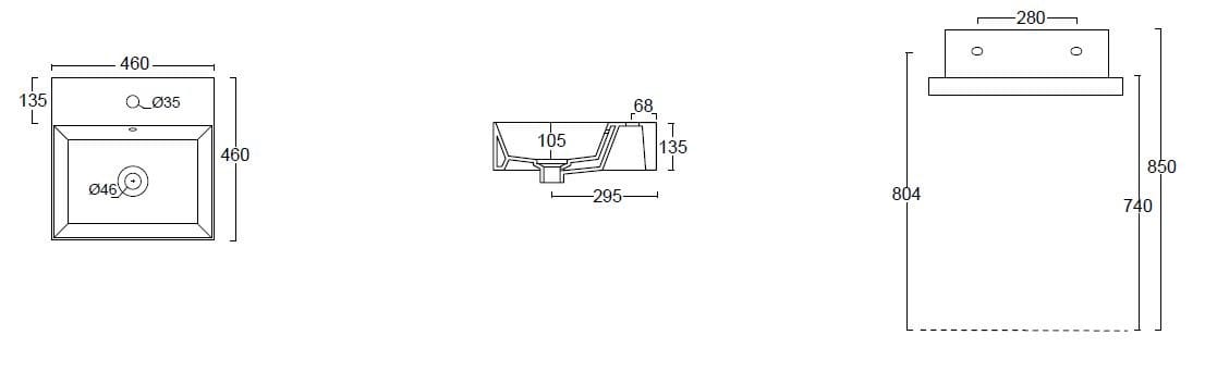 Керамическая квадратная столешница для мытья рук Alice Ceramica ARCH-00137750 - Вид №8