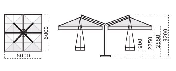 Несколько квадратных зонтик с освещением Scolaro Parasol ARCH-00135843 - Вид №8