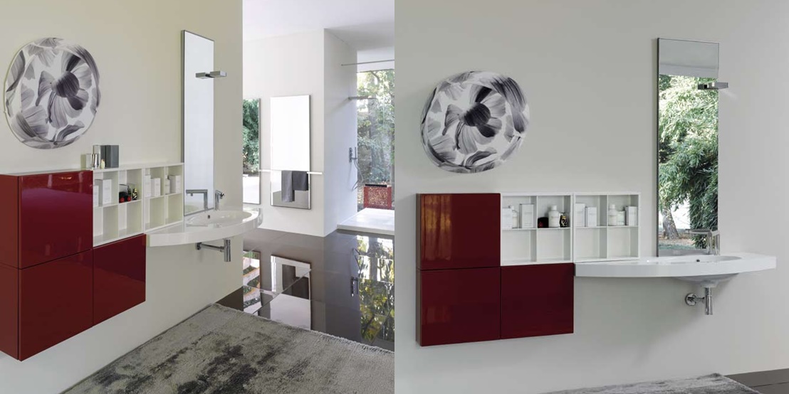 Комбинация ванной комнаты SY14 в отделке mineralmarmo/Rosso/Bianco MILLDUE SYMI SYMI14 - Вид №2
