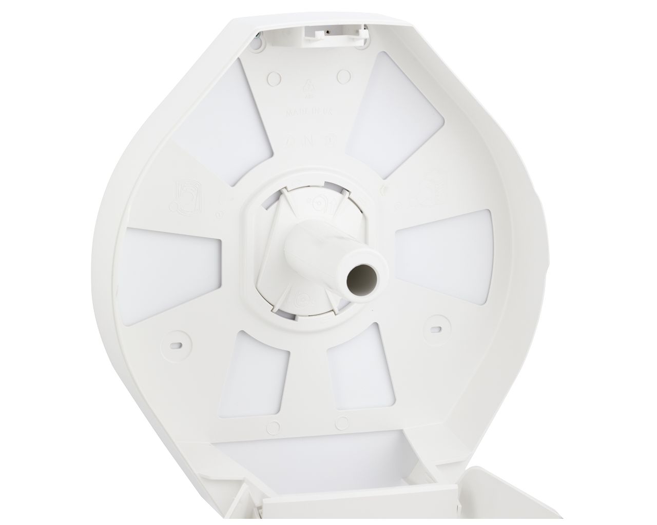 BTN001 Держатель для туалетной бумаги TOP MEGA, пластик АБС, белый, синее окошко Merida  - Вид №2