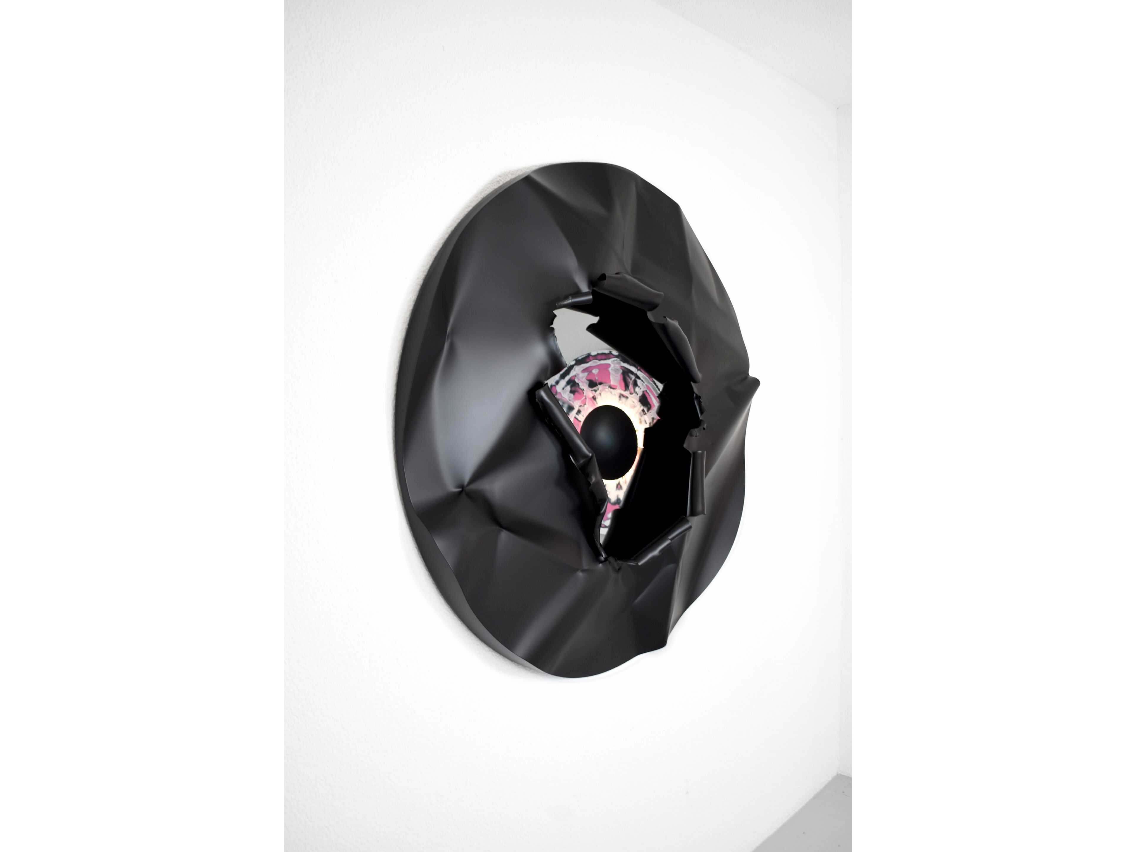 Круглое алюминиевое и деревянное настенное зеркало LO Contemporary EXPLODED MIRROR ARCH-00012016 - Вид №1