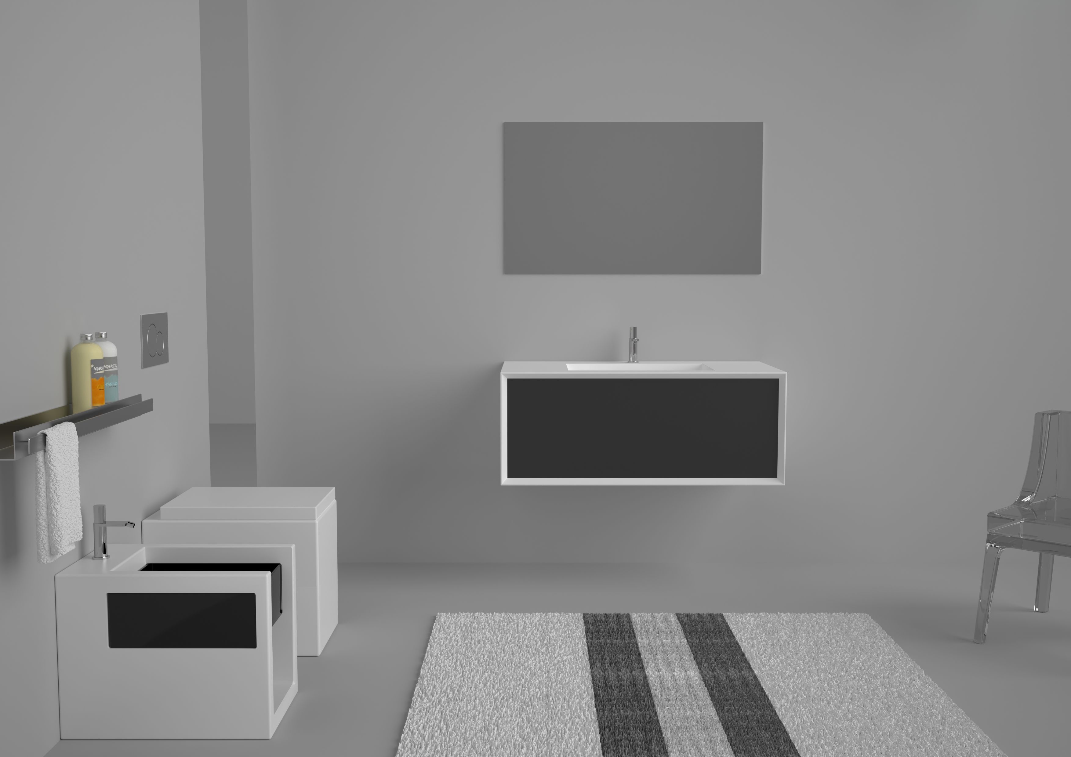 Подвесной шкаф для умывальника из МДФ со встроенной раковиной и ящиками GSG Ceramic Design Милан ARCH-00143491 - Вид №2