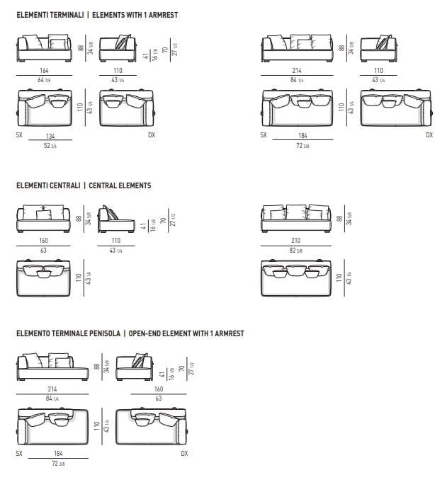 Секционная ткань открытый диван Minotti ARCH-00087721 - Вид №13