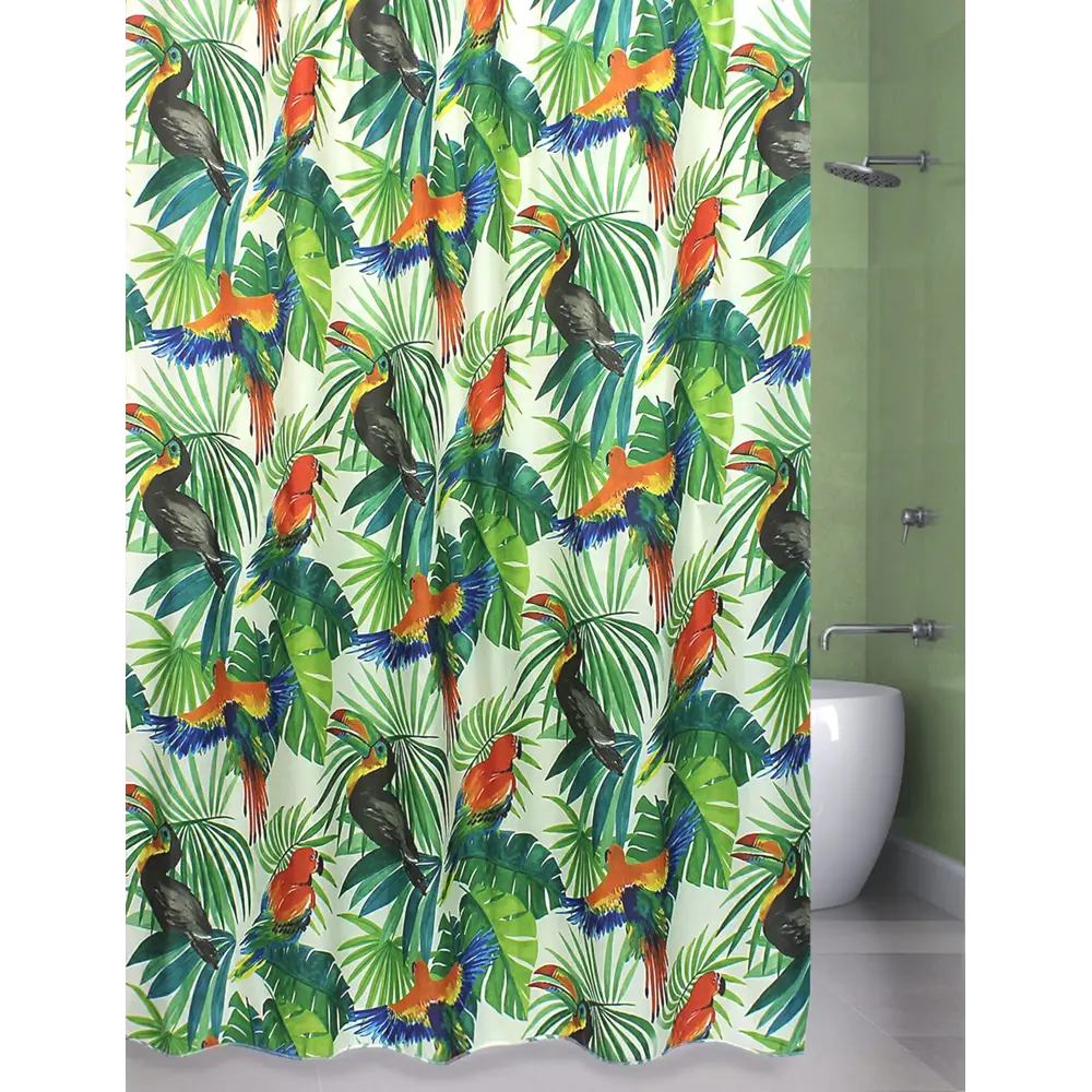 Штора для ванной комнаты «Туканы» 180х180 см цвет зелёный BATH PLUS ШТОРЫ CHARME RED STLM-2130919