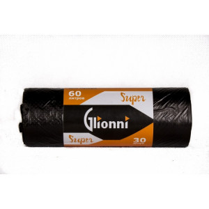60-10/30шт.50 рул.эт. Glionni Мешки для мусора ПНД Glionni SUPER 60-10/30шт.50 рул.эт. 30 шт по 60 л черный