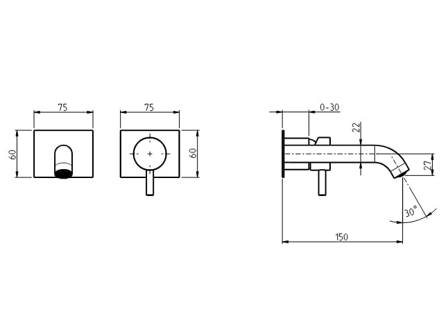 Настенный однорычажный смеситель для раковины с ограничителем расхода Rubinetterie Frattini Pepe XL ARCH-00098540 - Вид №37