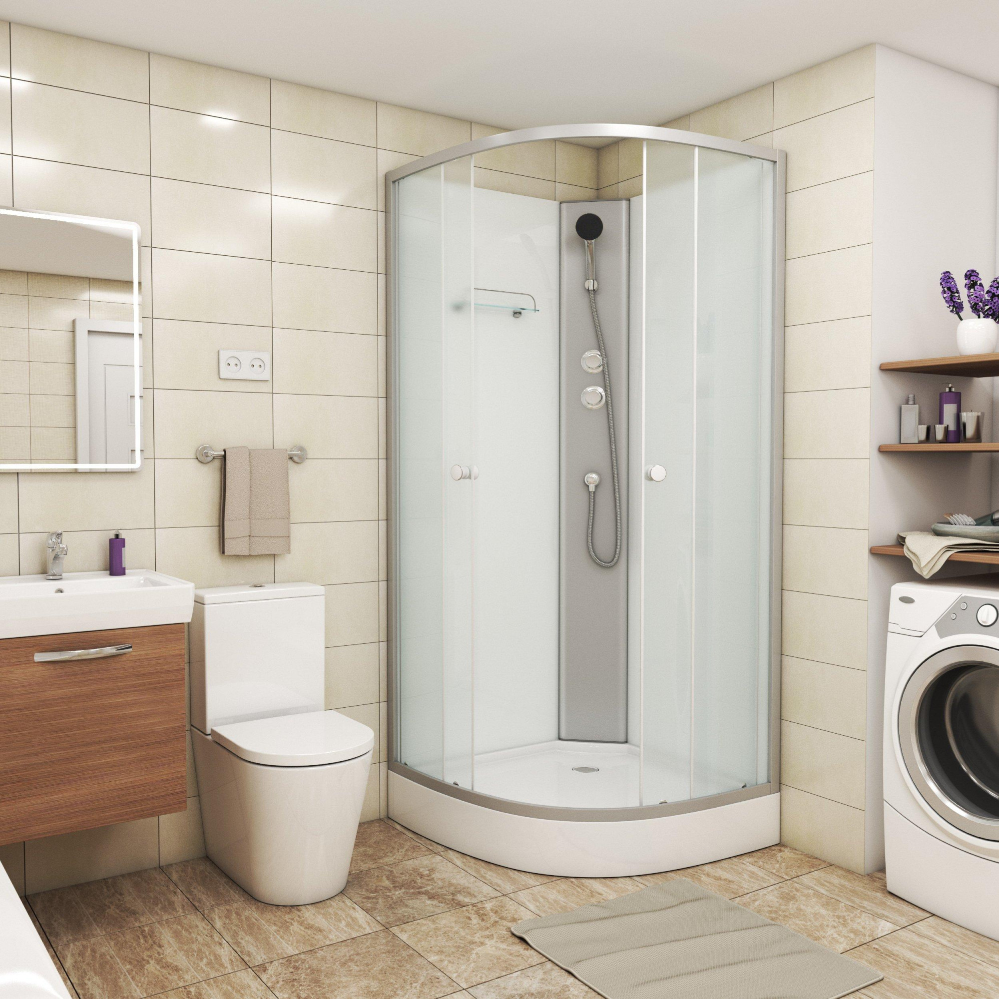 Душевая кабина NG- 4301-08BK (900х900х2000) низкий поддон(13см) стекло МАТОВОЕ Niagara ECO 4301BK