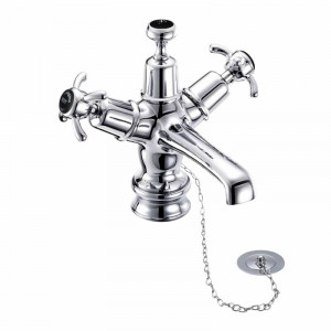 Burlington Смеситель для раковины Риджент, Англси, со сливом Plug & Chain с черным акцентом ANR5 BLA