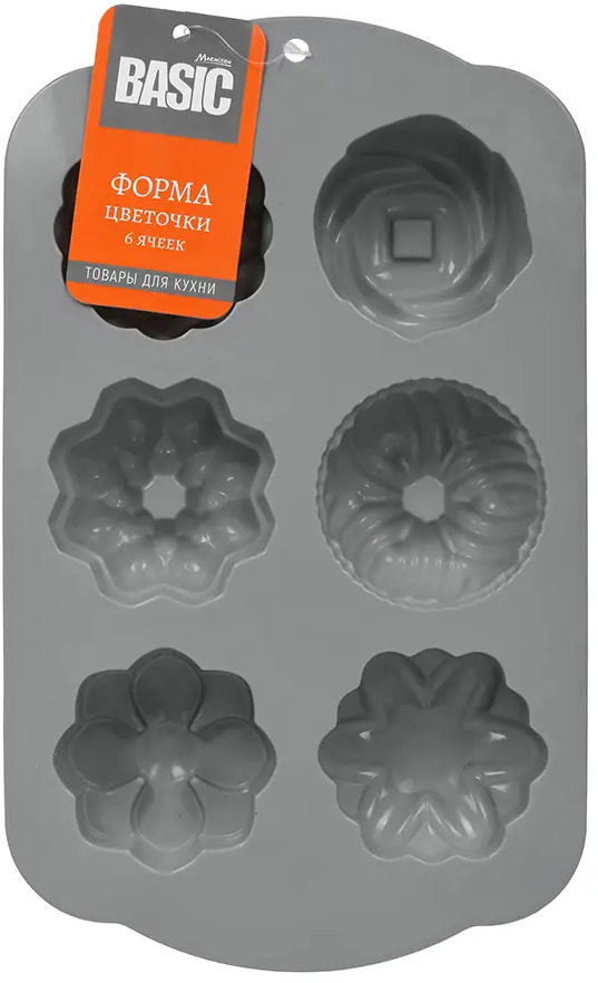 91265138 Форма силиконовая MARMITON цветочки, 6 ячеек, 29x17.5x3.5 см STLM-0527908