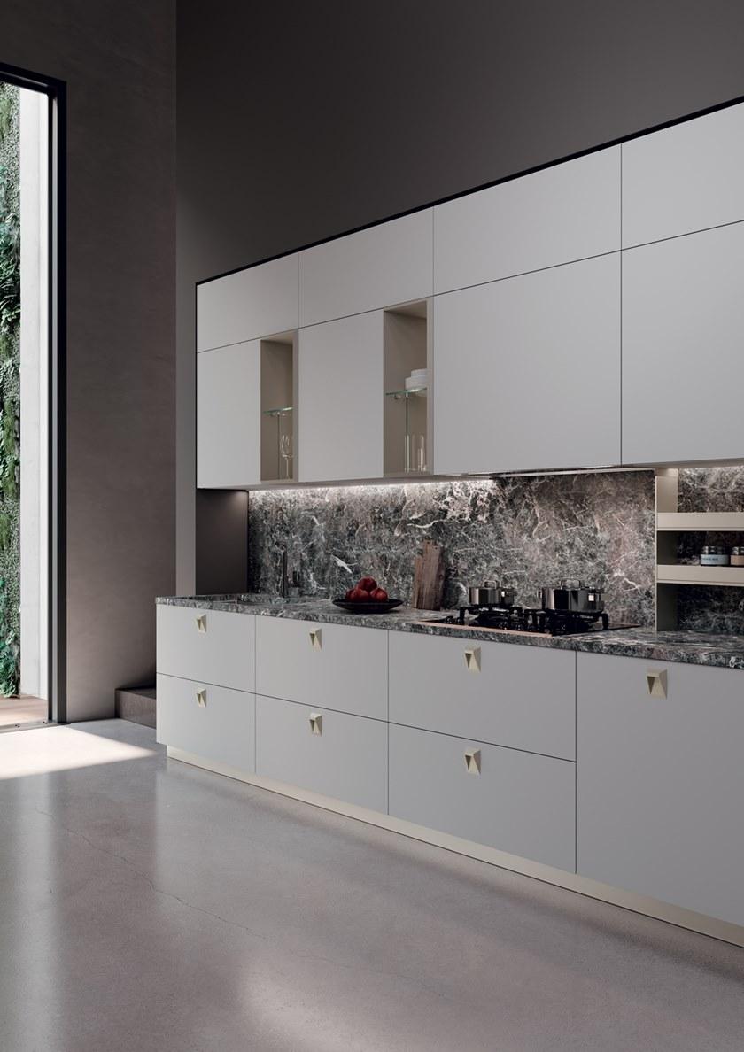 Febal Casa Линейная лакированная кухня с ручками sun-id-1516152 - Вид №2