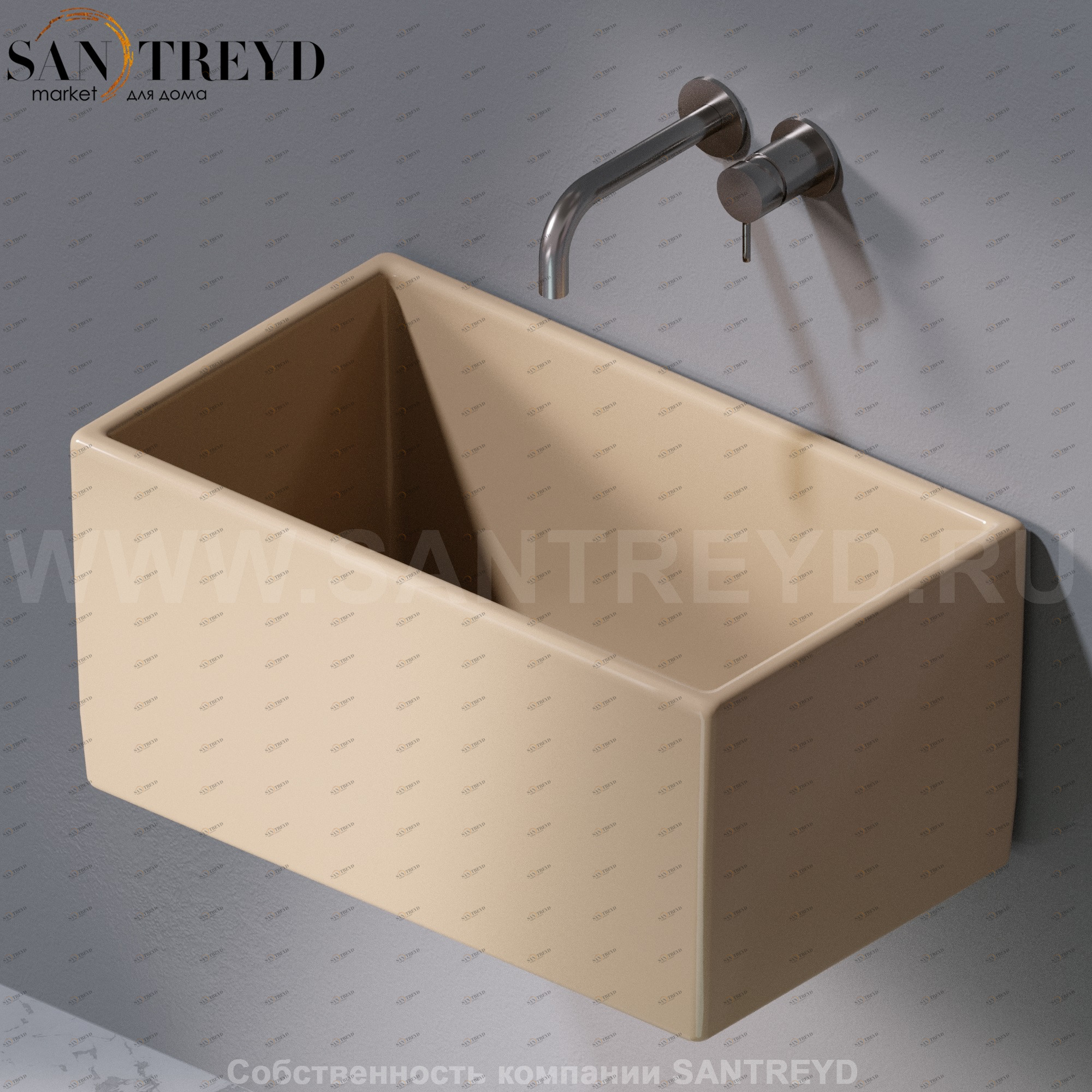 L112110 Подвесная раковина настенная прямоугольная A. e T. Italia Tower бежевая AeT ITALIA