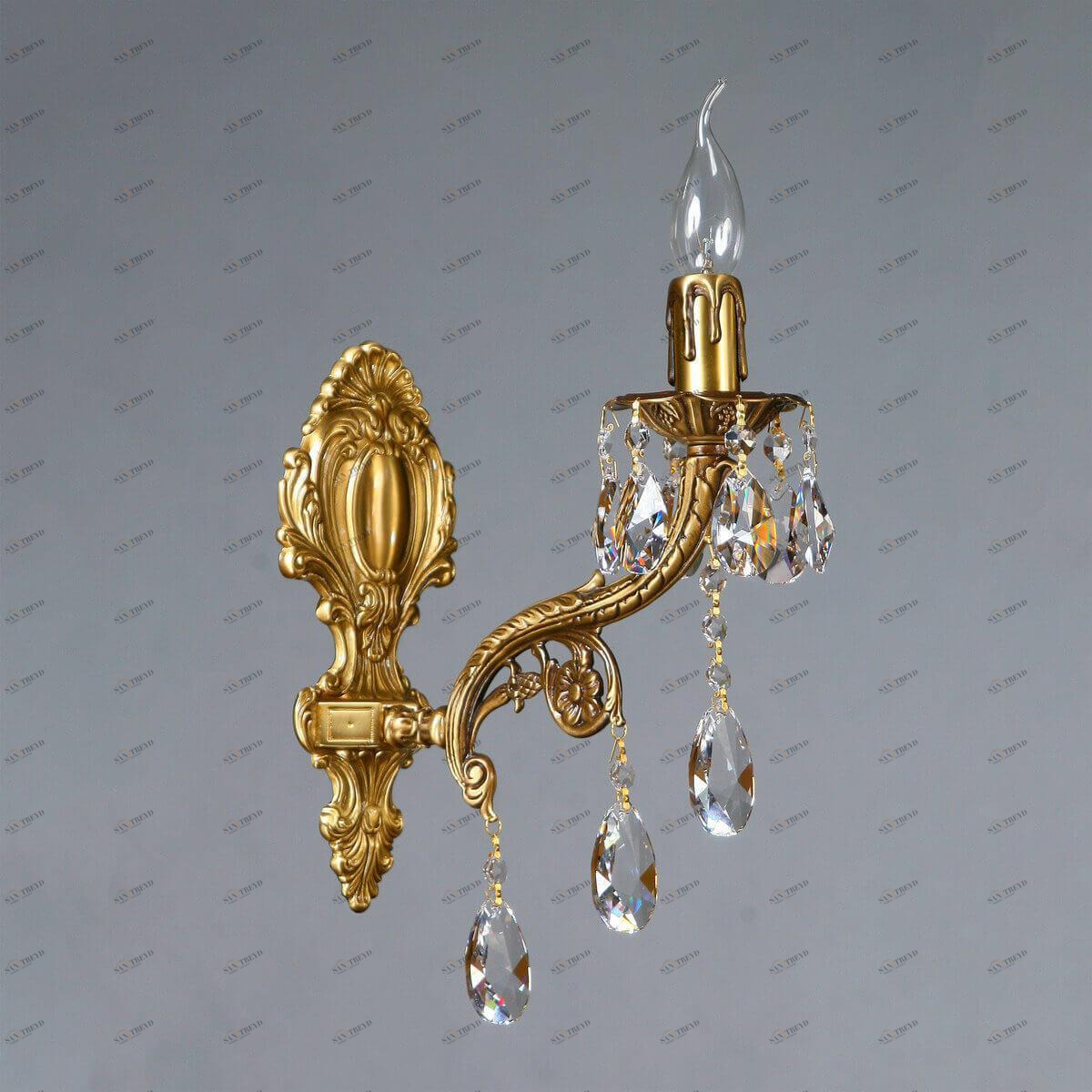 Бра светодиодное хрустальное бронзовое Ferro Tear Drop 8828/1 AB Tear Drop AMBIENTE СВЕЧА 00-3927907 Бронза;прозрачный 