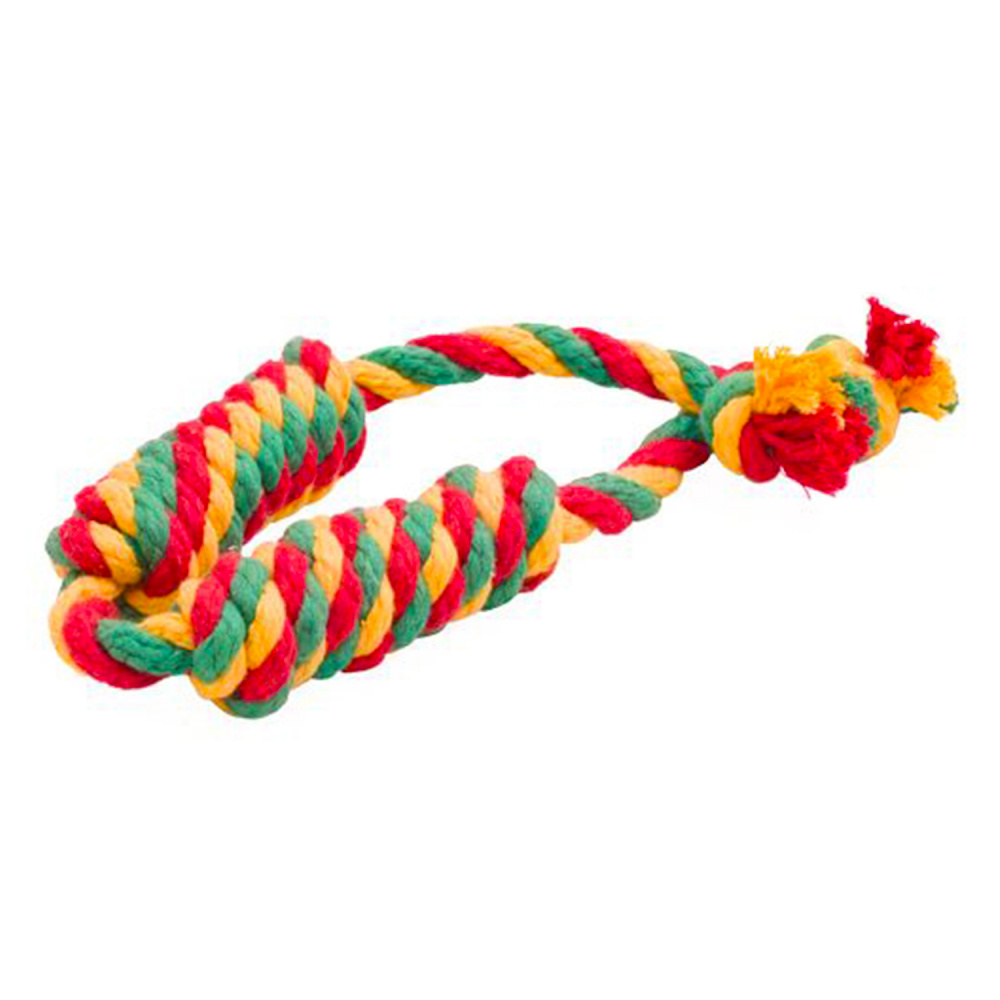 ПР0059087 Игрушка для собак Dental Knot Сарделька канатная 2шт средняя (Красный-желтый-зеленый) DOGLIKE 
