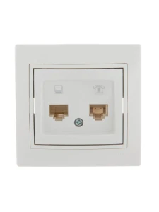 MIRA Розетка компьютер + телефон (RJ45 Cat 5e+RJ11) белый