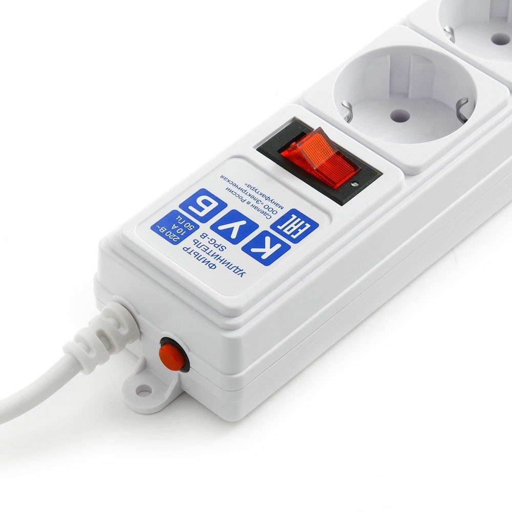 SPG-B-6-WHITE Surge protector power cube b 1.9 m 5 outlets (white) 10a / 2.2kw Электрическая мануфактура Santreyd  - Вид №1
