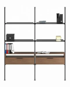 Ersa Двухсторонний металлический книжный шкаф с деревянными ящиками