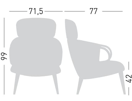 Мягкое тканевое кресло с подлокотниками и деревянной рамой GABER Cucaracha ARCH-00113391 - Вид №6