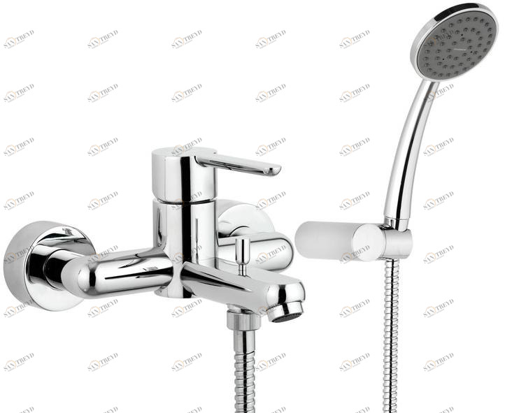 Rubinetterie Mariani Смеситель для ванны настенный однорычажный с ручным душем Noir 230 - no