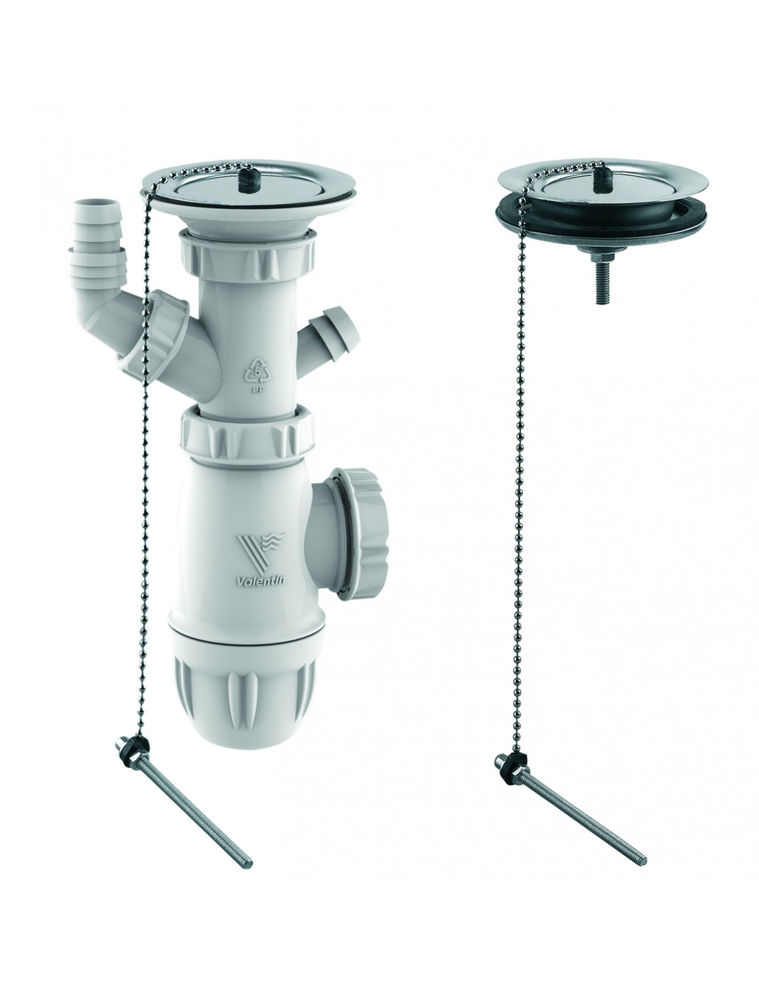 770600 000 00  Полный комплект для мойки с 2 сообщающимися баками, Д. 60 мм, нержавеющая сталь, сертифицирован NF Valentin Сталь 