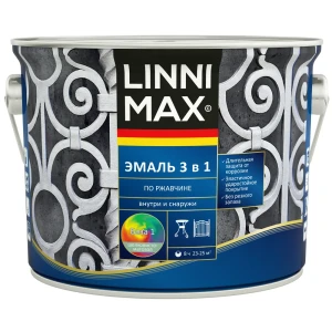 89349600 Грунт-эмаль по ржавчине 3 в 1 Linnimax цвет белый полуматовый база Б1 2.5 л STLM-1378236