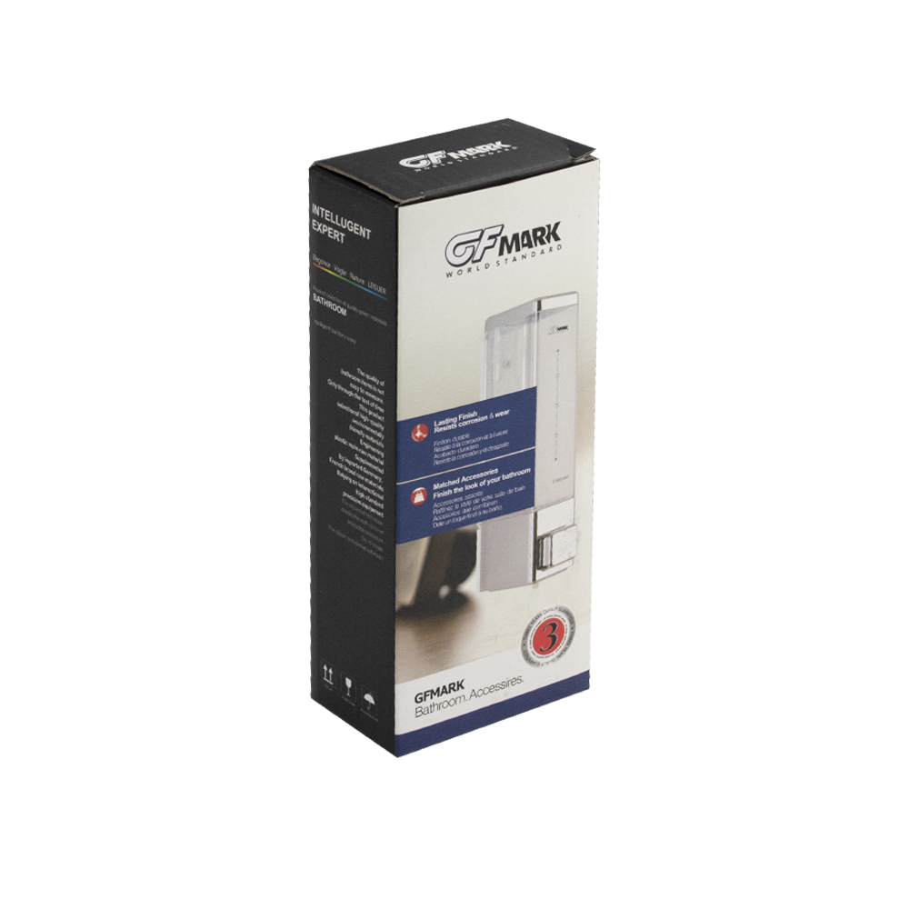 GFmark - Дозатор жидкого мыла, пластиковый, белый, квадратный, 250мл, код: 624  - Вид №5