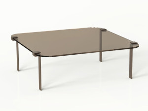 Стеклянный квадратный низкий журнальный столик