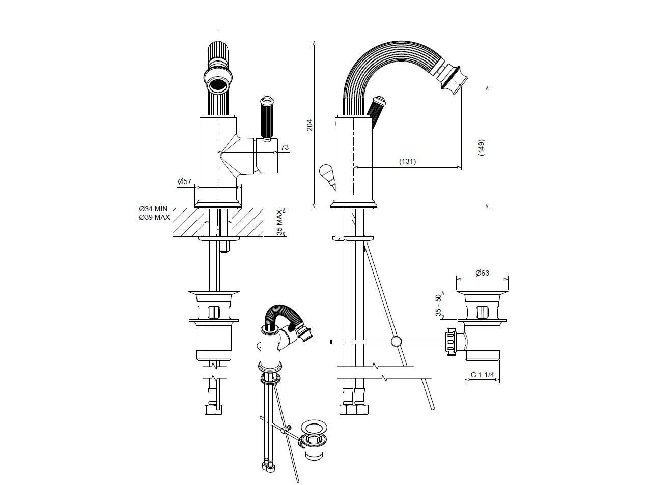 Смеситель для биде из хромированной латуни Bugnatese Athena ARCH-00137837 - Вид №2