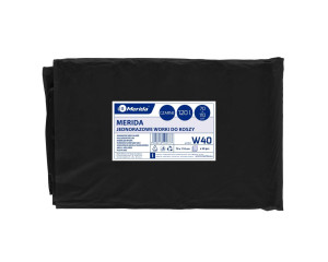 W40 Одноразовые мешки для мусора, 70 x 110 см, вместимость 120 л, 50 шт. в упаковке, ЧЕРНЫЕ, LDPE Merida