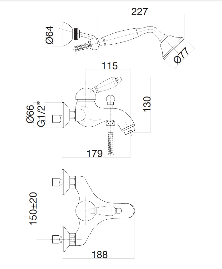 83CO5104 Смеситель для ванны , хром-золото Fiore Imperiale  - Вид №2