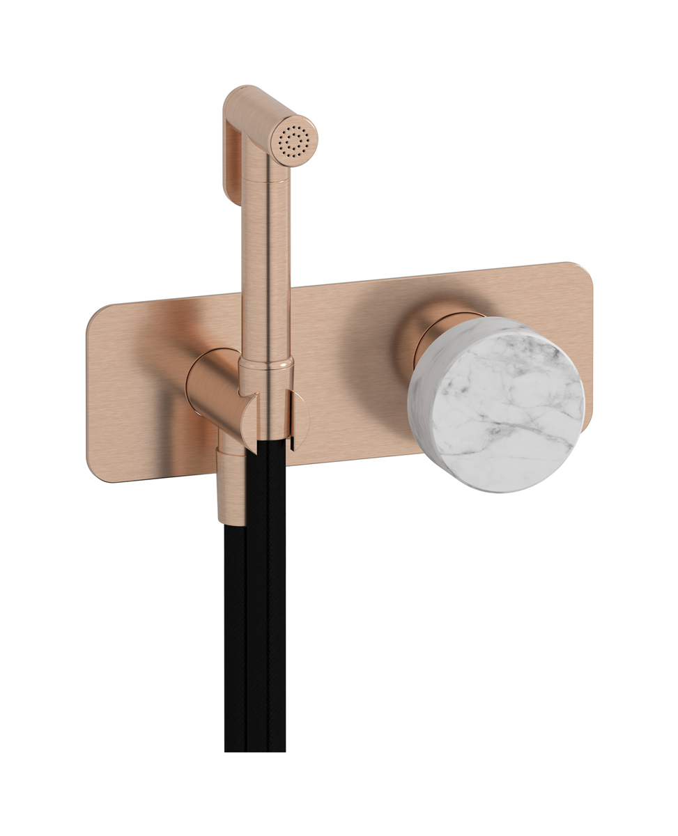 Внешние части гигенического душа со смесителем. WE ARE IB mr706sr_1 Brushed Rose Gold Marmo