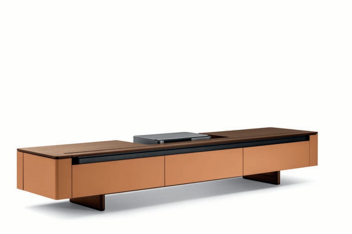 Кожаный шкаф для телевизора с ящиками Poltrona Frau коллекция-мебель и аксессуары ARCH-00003150 - Вид №1