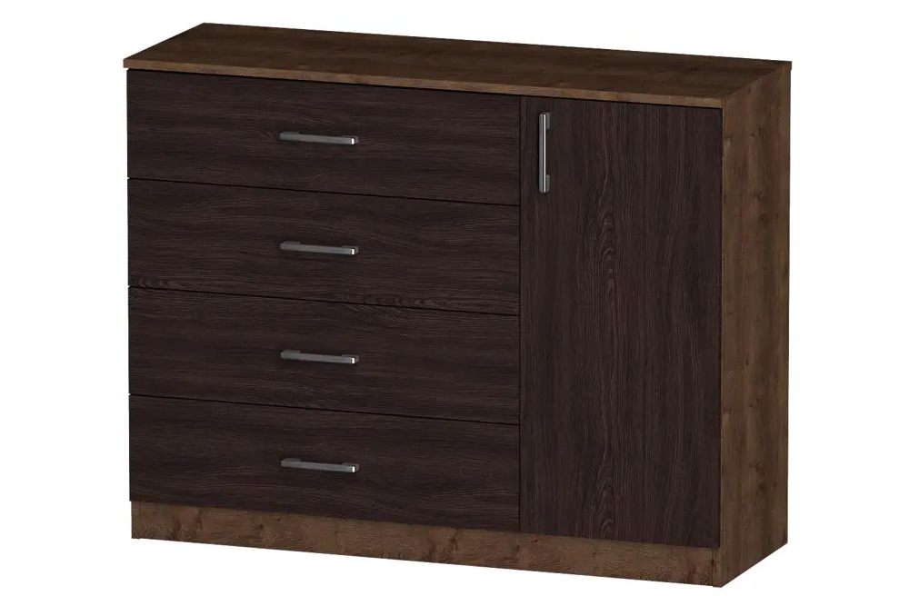 91144497 Комод Furnistyle Лайф лкм-03 3 ящика 115x40x90 см ЛДСП цвет дуб коричневый табак/венге STLM-0498922